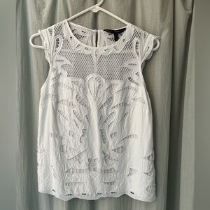 White House Black Market Intricate White Lace Blouse